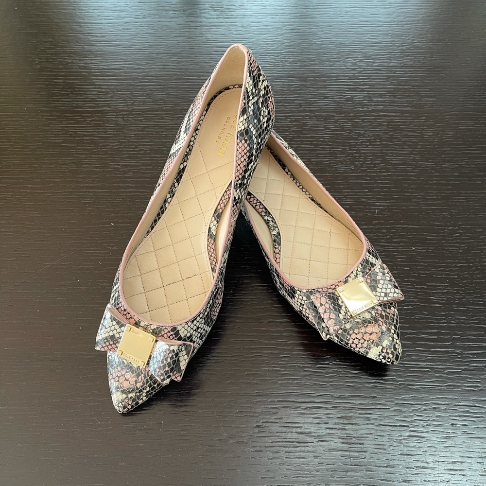 Cole Haan Tali Bow Flat In Misty Rose Snake Print - Picture 3 of 9